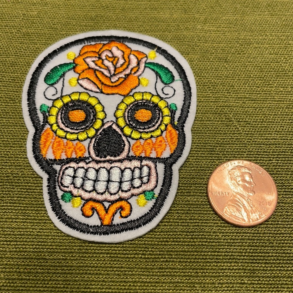 White Skull Iron On Patch